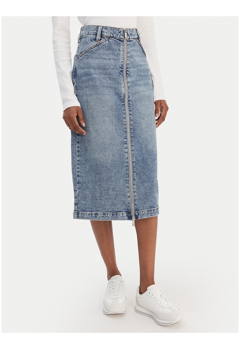 Fusta midi din denim -