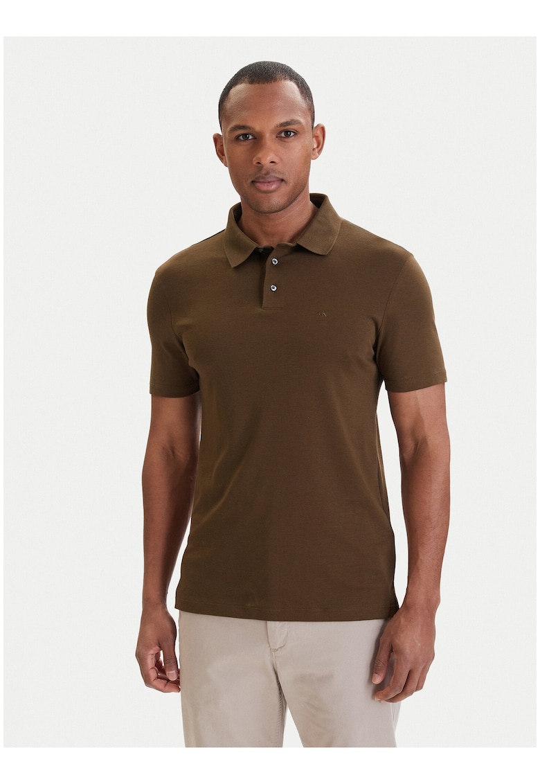 Tricou din bumbac slim fit cu guler polo