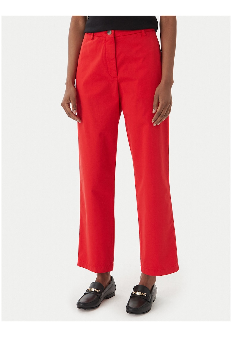 Pantaloni Chino cu croiala skinny si imprimeu uni