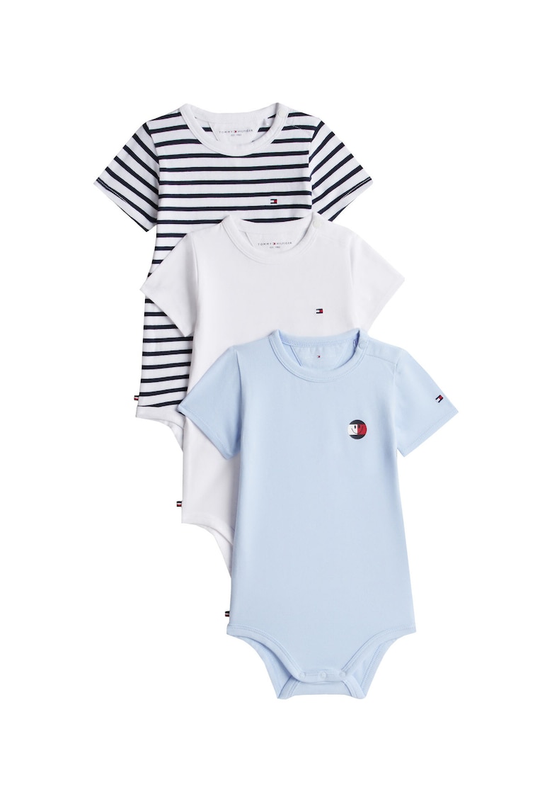 Set de body-uri din bumbac cu decolteu rotund