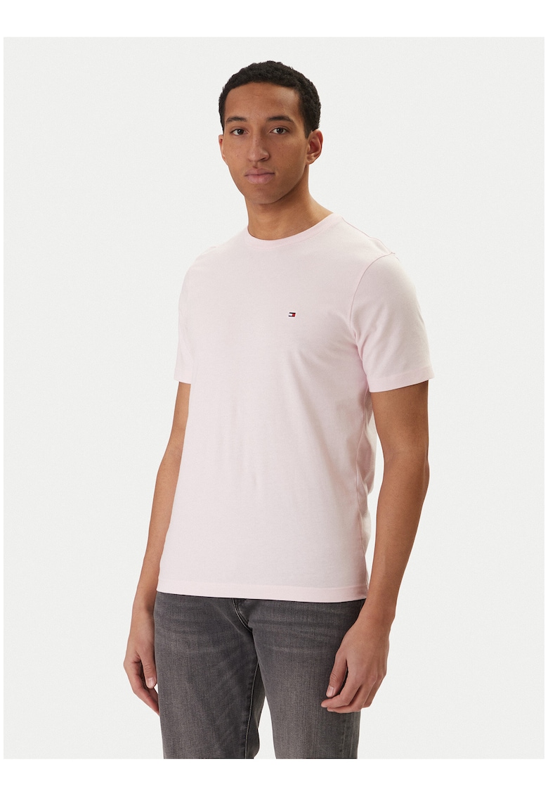 Tricou uni cu decolteu la baza gatului