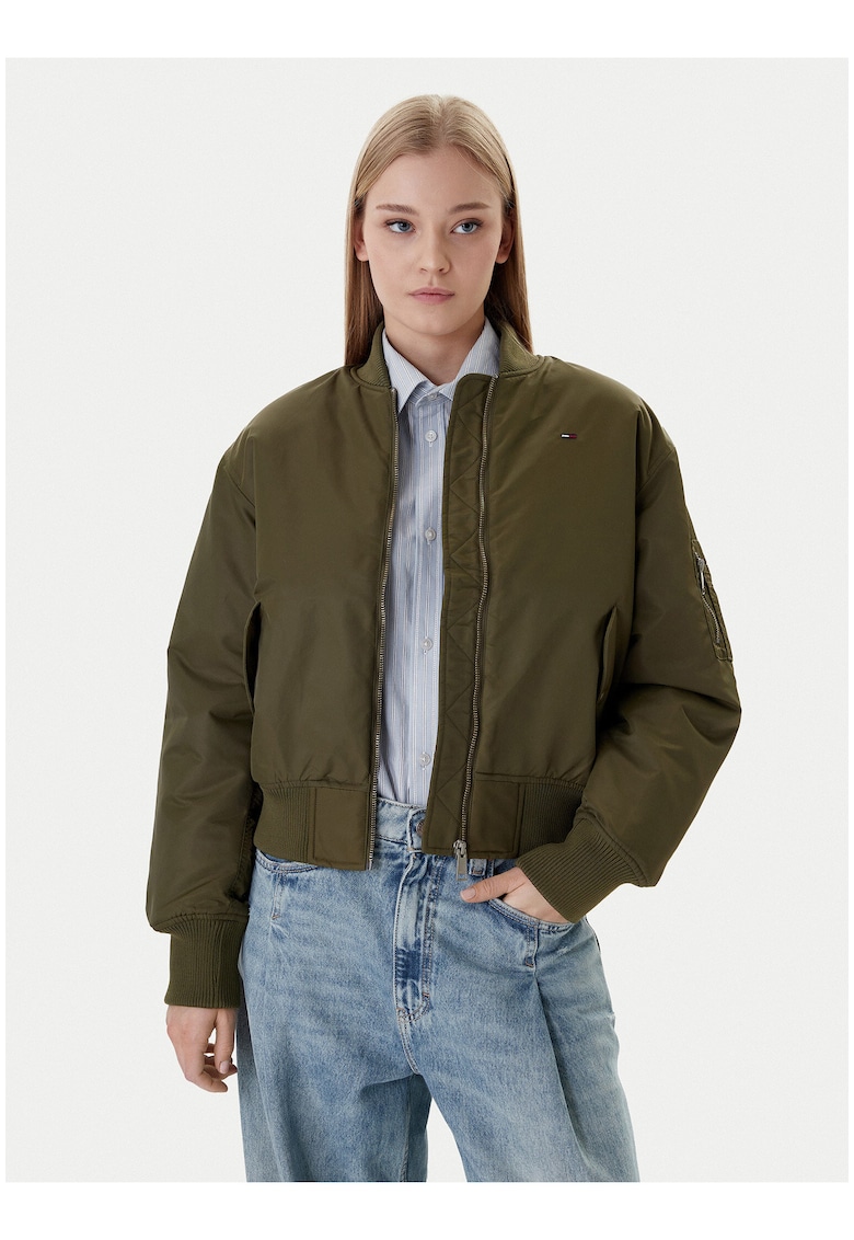 Geaca bomber cu logo discret -