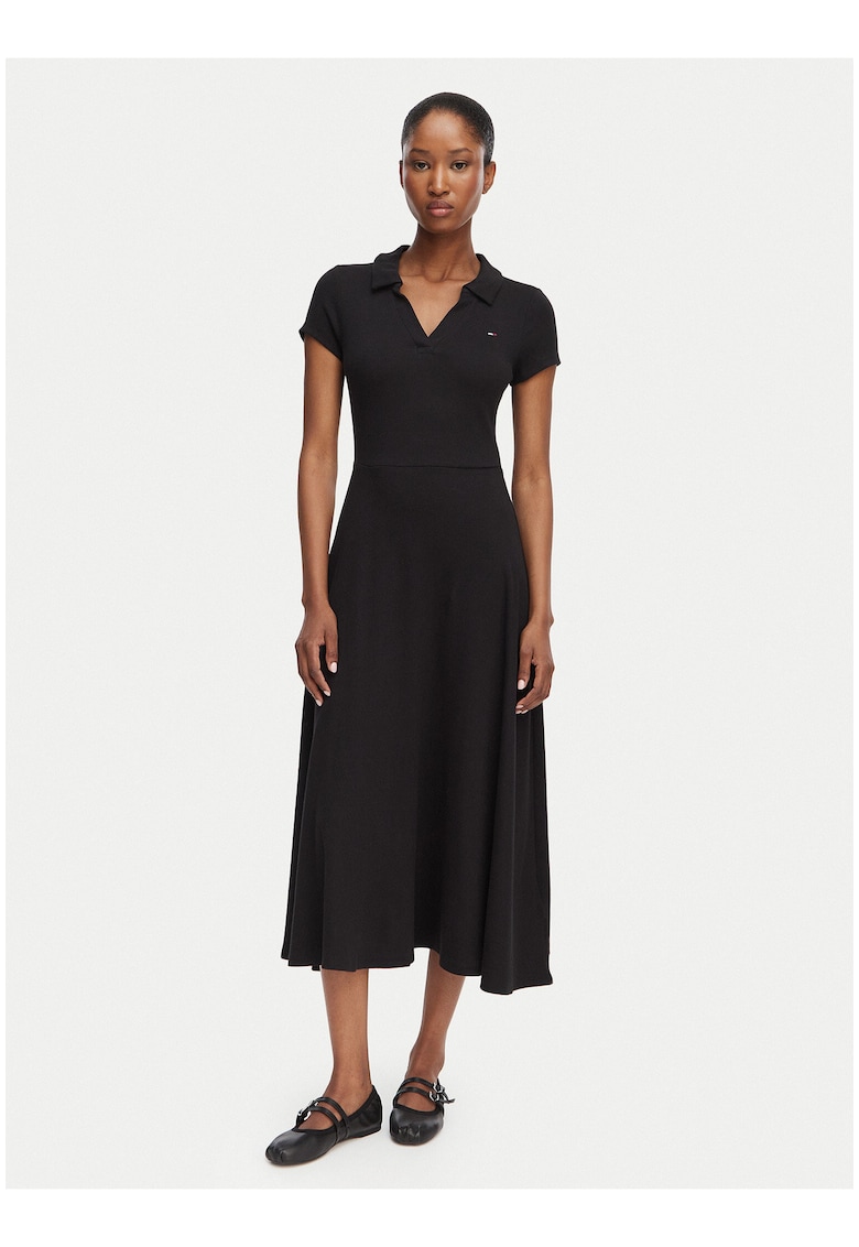 Rochie midi cu guler polo