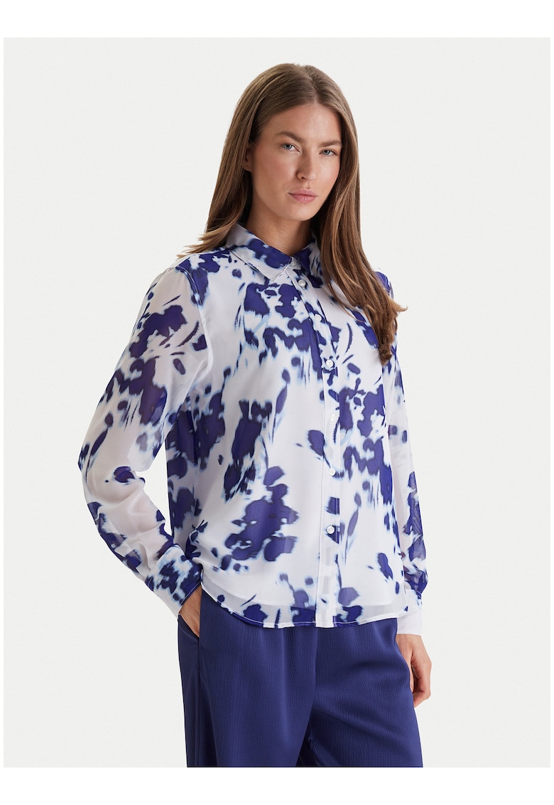 Camasa lejera cu model abstract si guler clasic