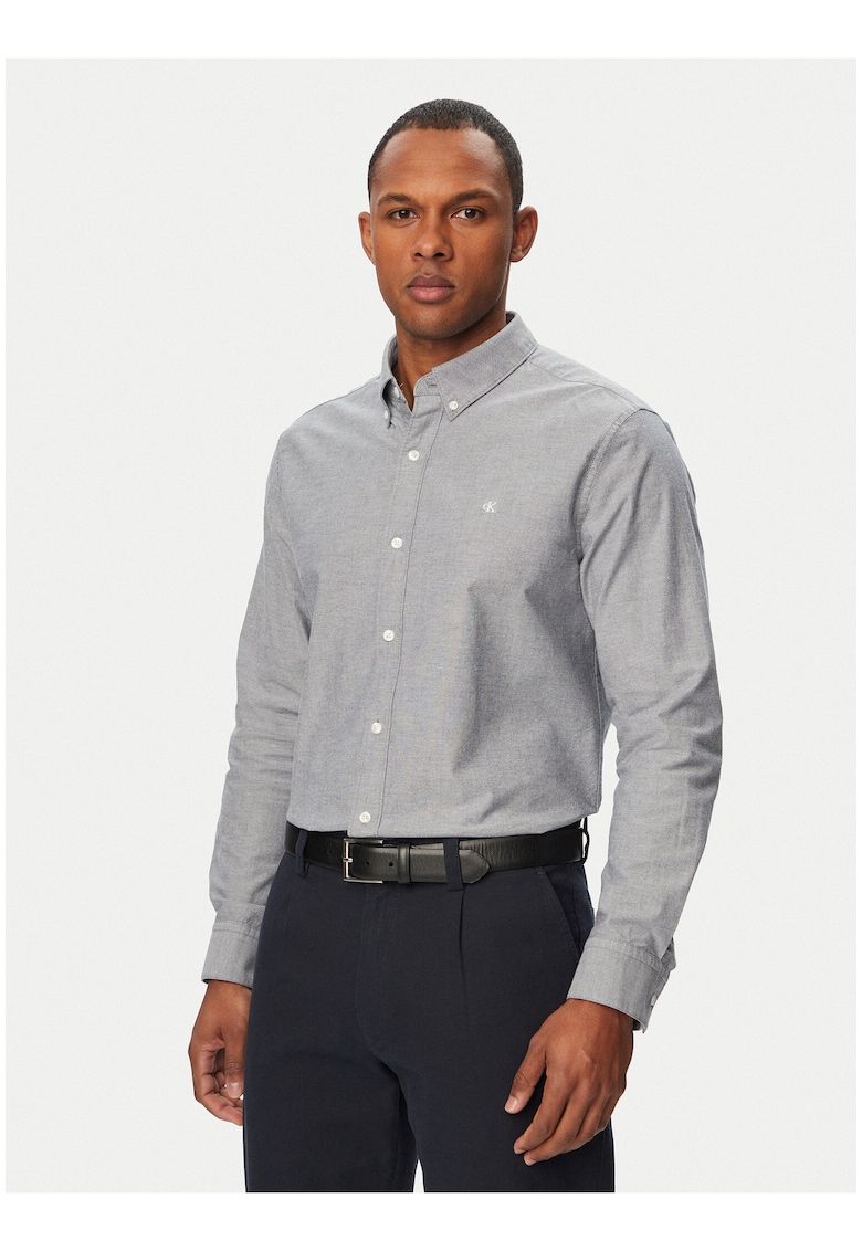 Camasa regular fit din bumbac cu model cu dungi discrete