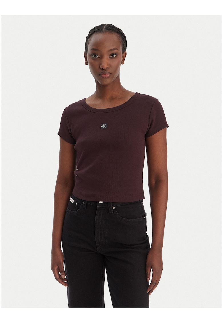 Tricou slim fit cu logo aplicat