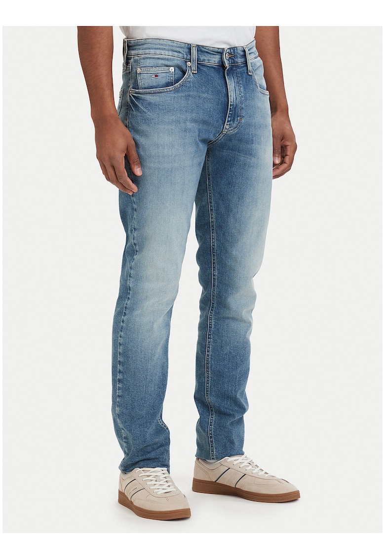 Blugi slim fit cu aspect decolorat