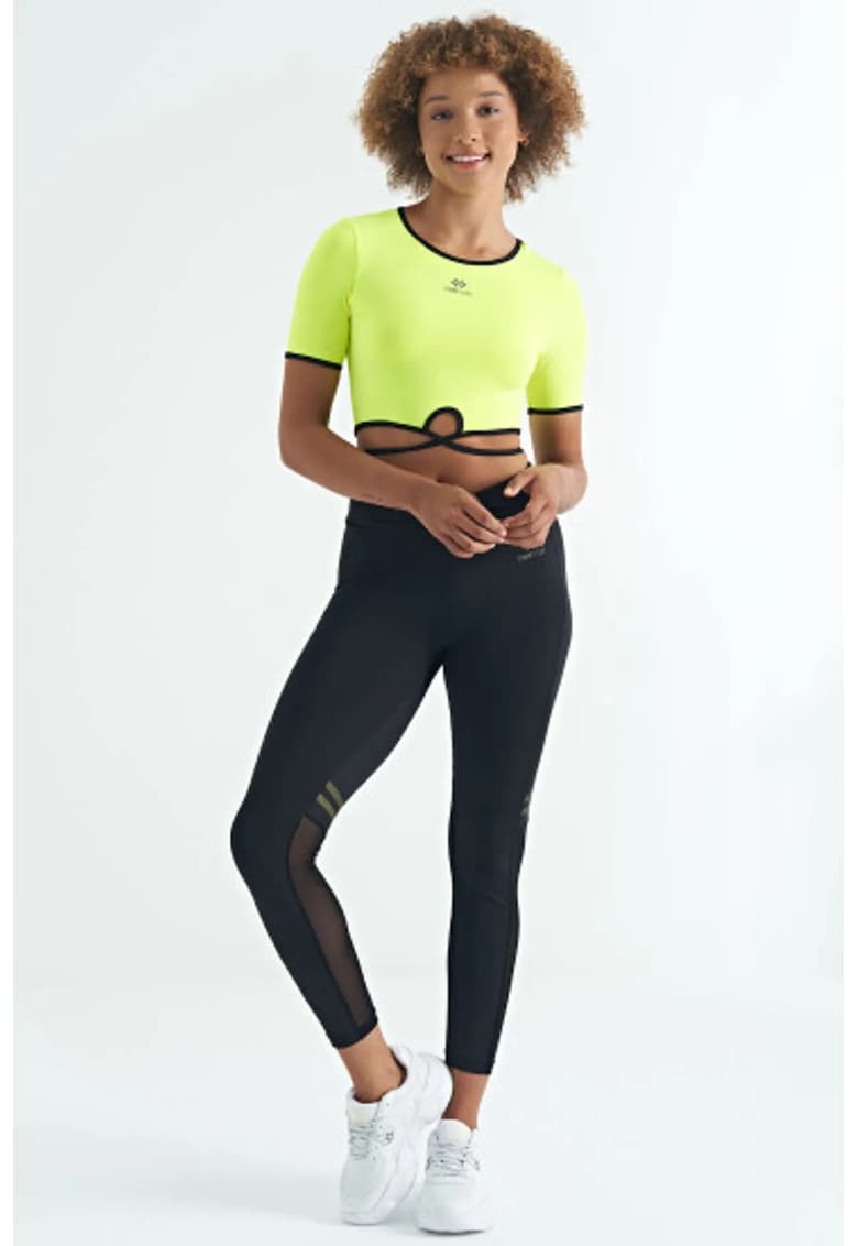 Tricou crop - elastic - galben chihlimbar - poliester-elastan