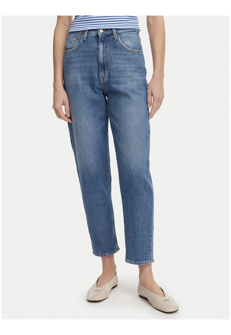 blugi mom fit cu talie inalta cu buzunare