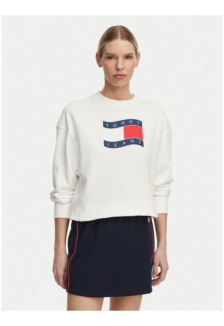 Bluza sport din bumbac cu logo frontal