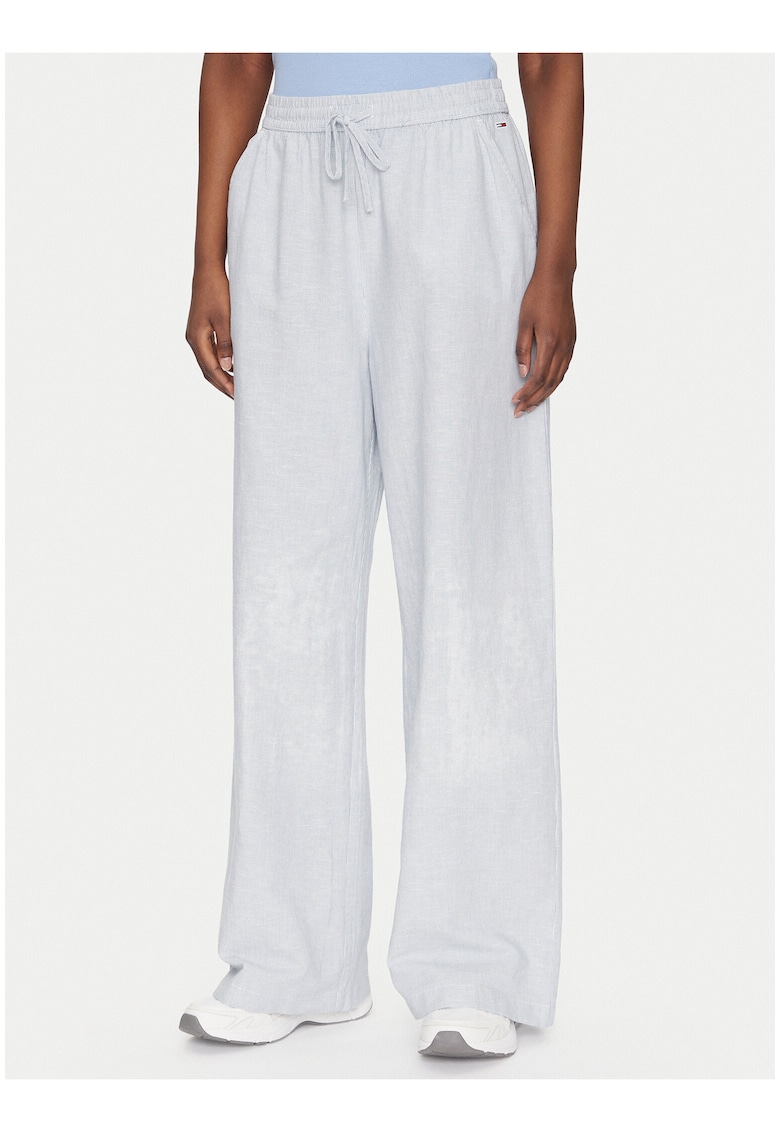 Pantaloni din amestec de in cu snur in talie