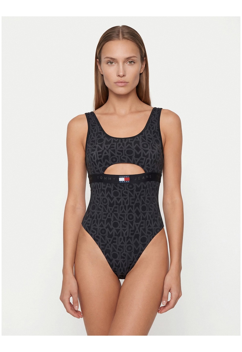 Costum de baie intreg cu model si detaliu taiat -