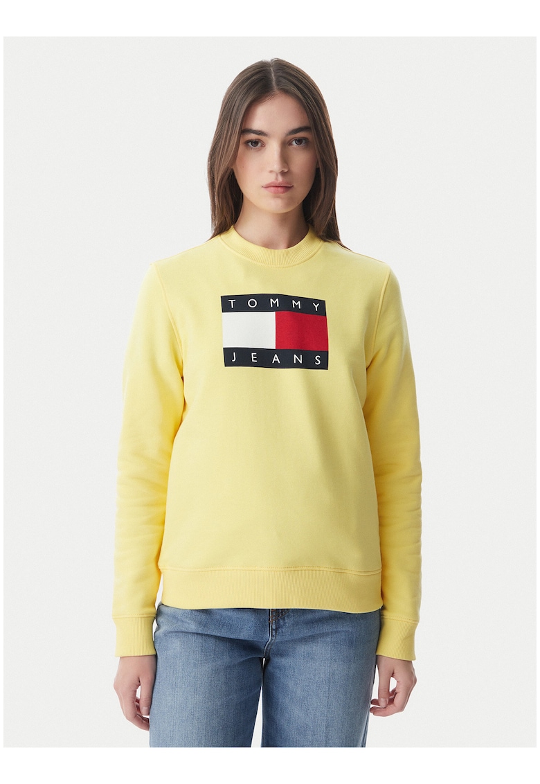 Bluza casual din bumbac cu logo pe piept