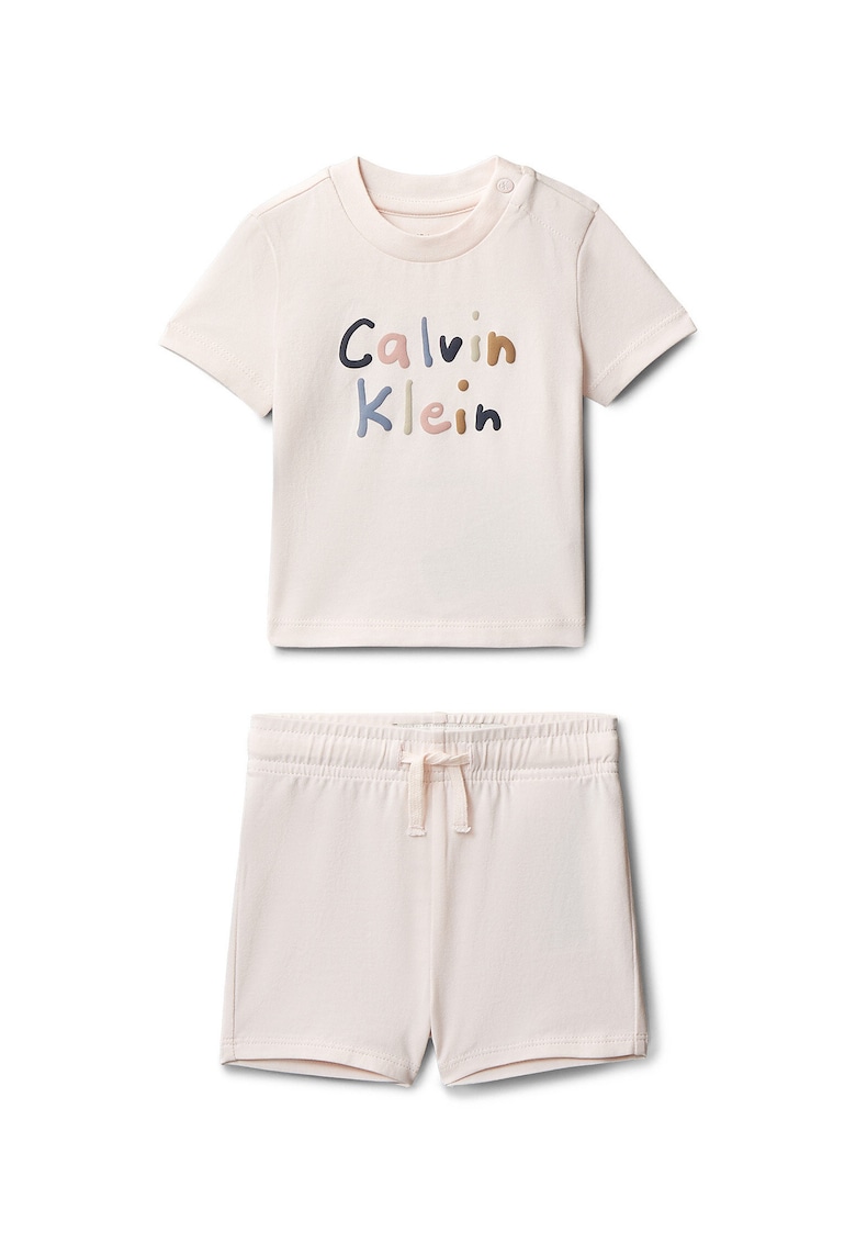 Set tricou si pantaloni scurti cu logo- 2 piese