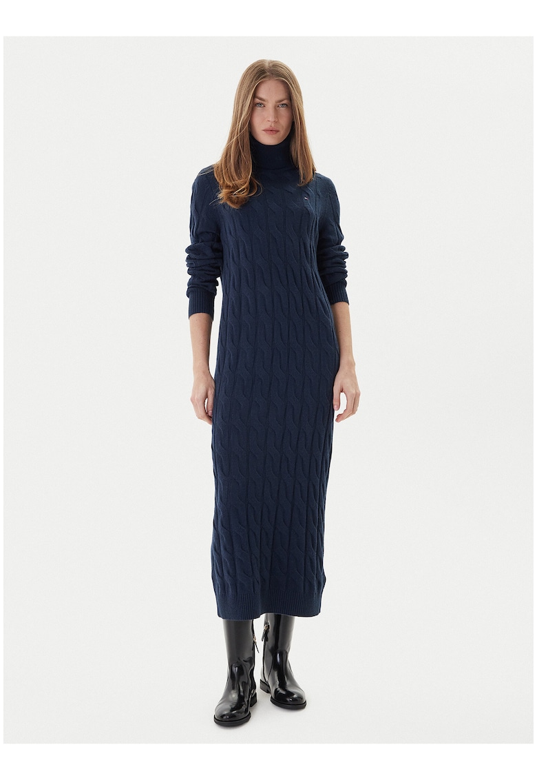 Rochie tricotata dama bleumarin