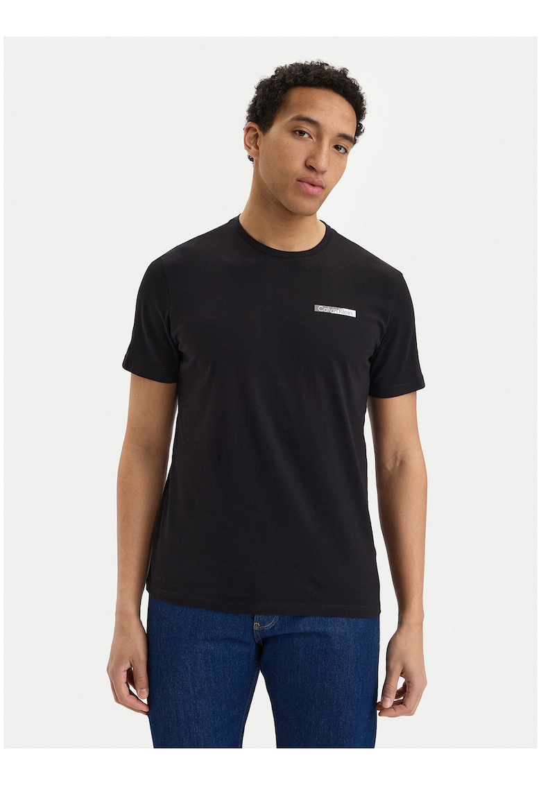 Tricou slim fit cu decolteu rotund - din bumbac