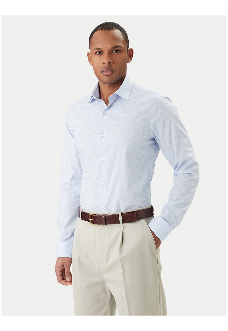 Camasa din bumbac slim fit cu guler clasic