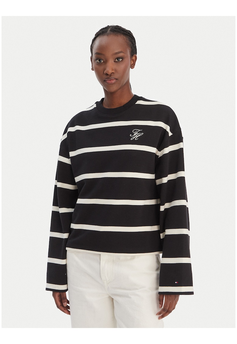 Bluza in dungi si logo mic