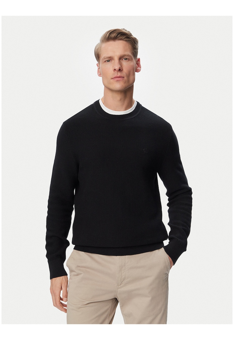 Pulover din bumbac cu model uni
