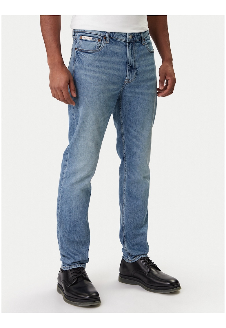 Blugi slim fit cu aspect decolorat