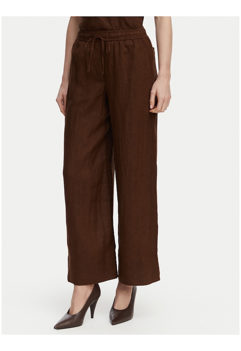 Pantaloni casual din in cu croiala ampla