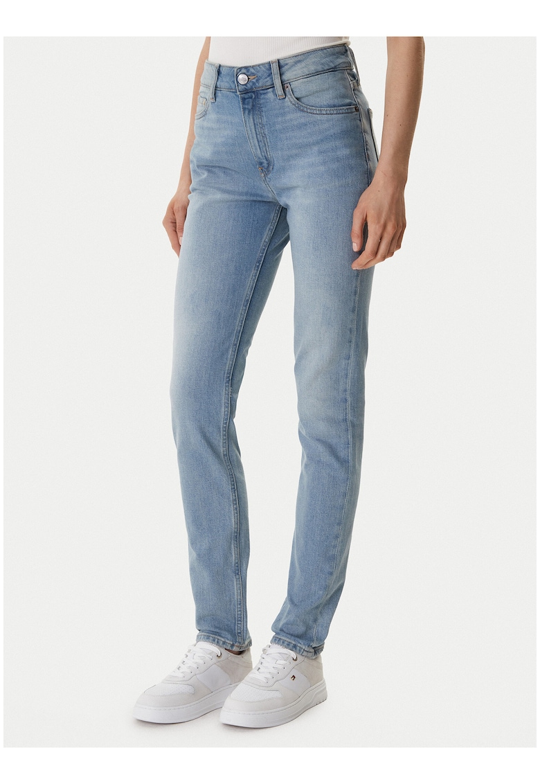 Blugi uni skinny cu buzunare