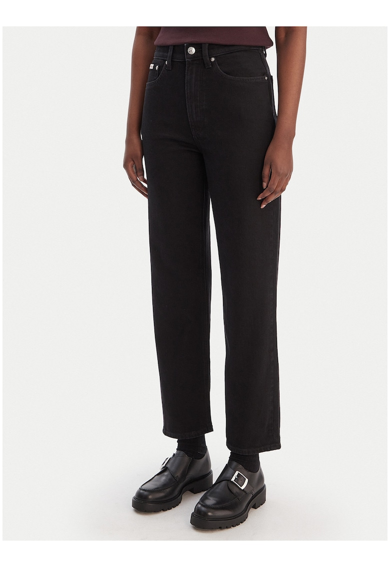 Blugi slim fit cu talie inalta -