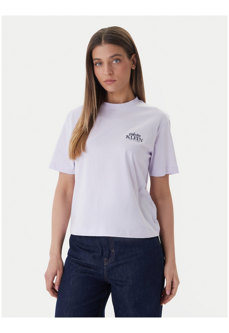Tricou regular fit cu decolteu la baza gatului