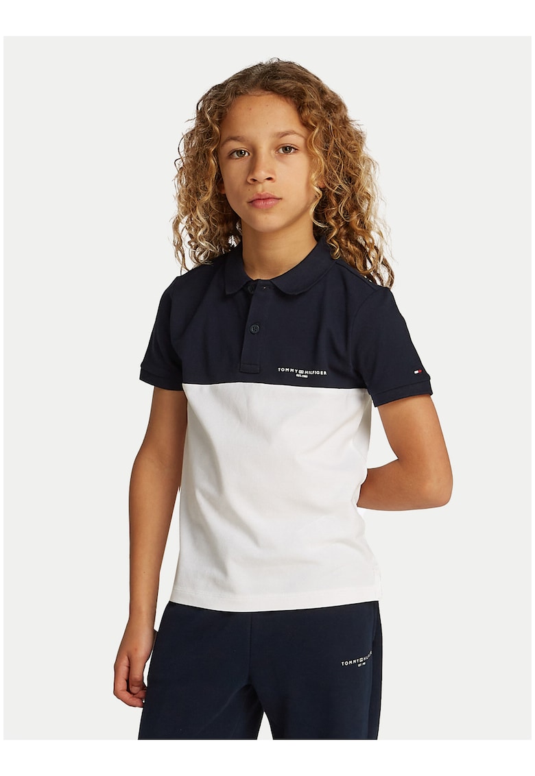 Tricou polo cu aspect colorblock