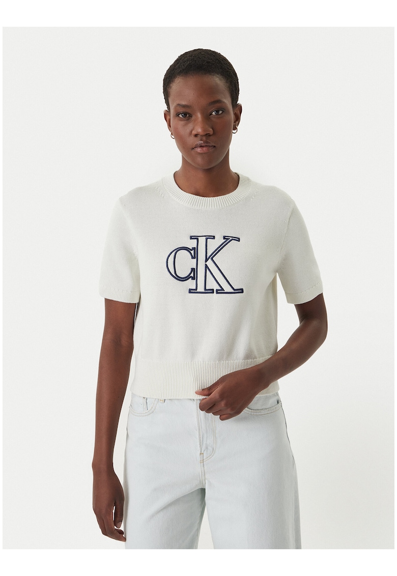 Tricou din bumbac cu logo brodat -