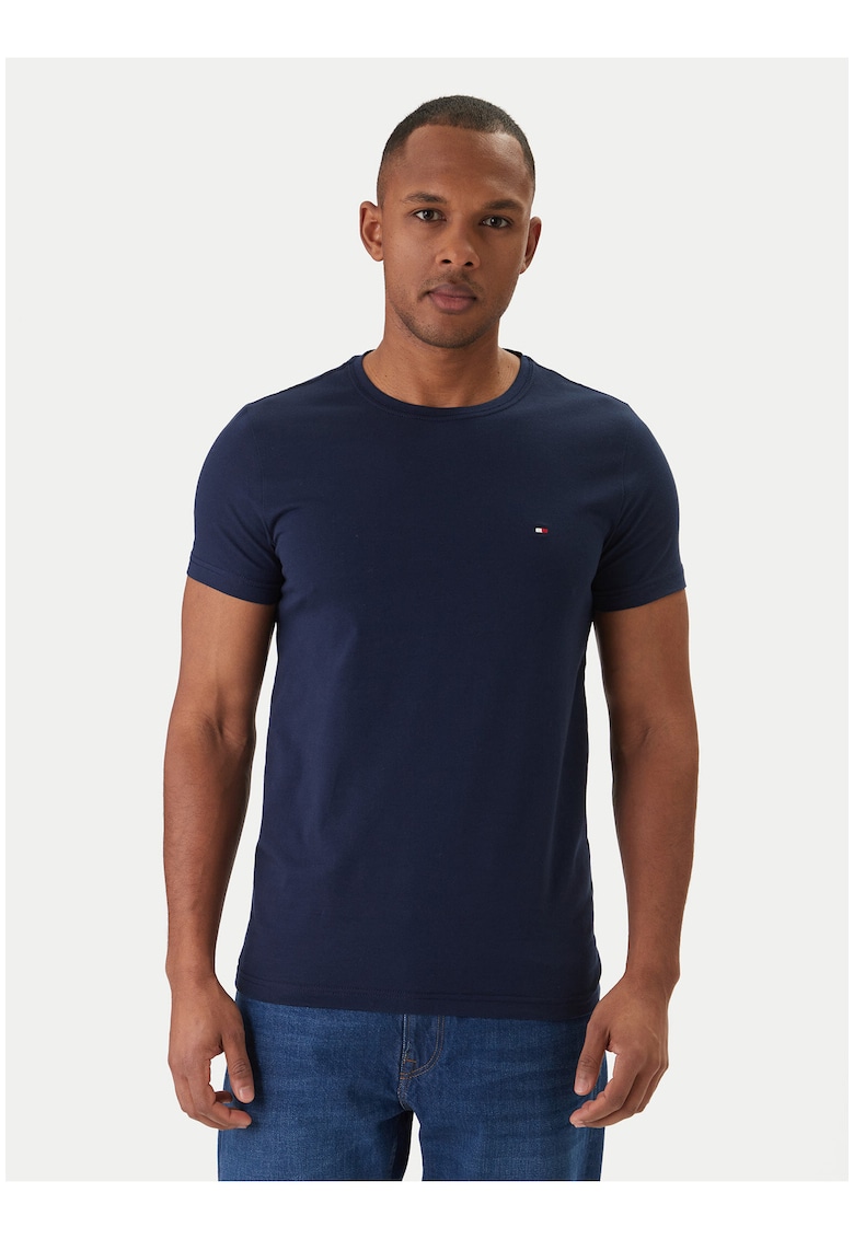 Tricou uni slim fit -