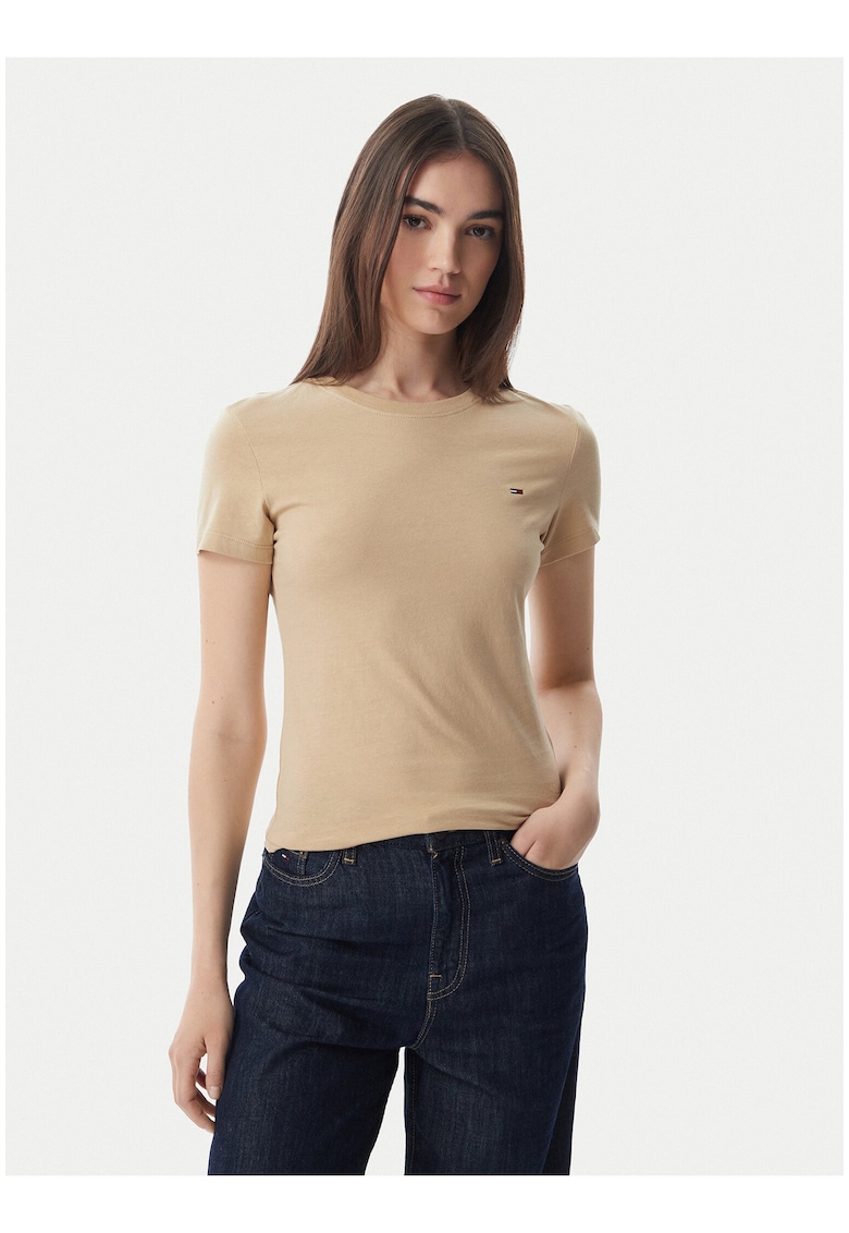 Tricou uni cu maneci scurte si decolteu rotund