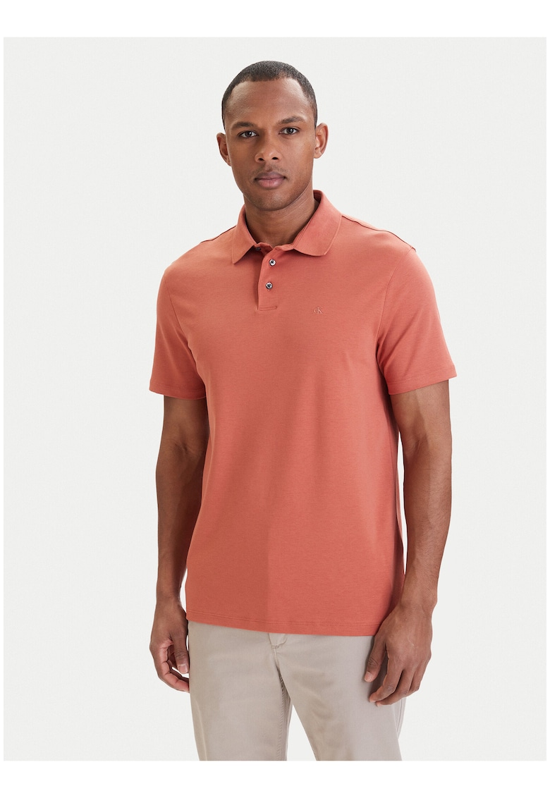 Tricou polo din bumbac cu model uni