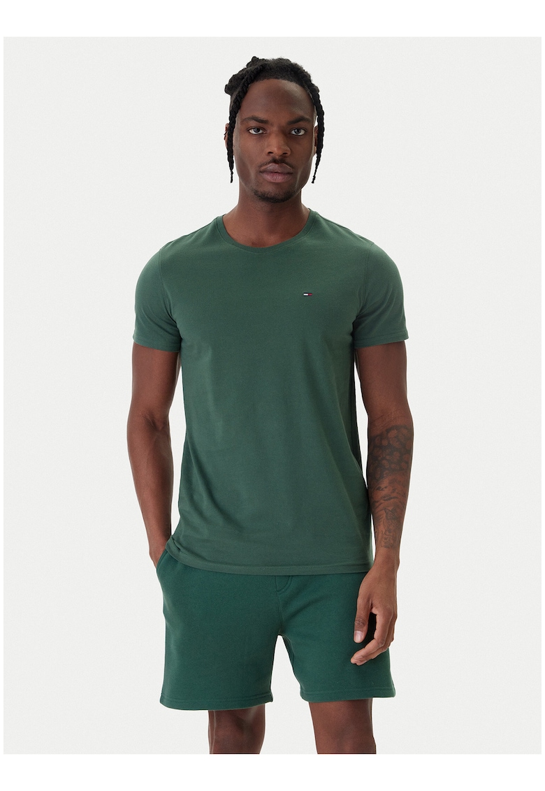 Tricou Uni din bumbac cu decolteu la baza gatului