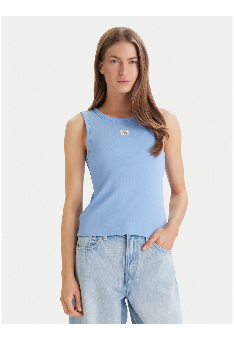 Top slim fit cu detaliu logo aplicat -