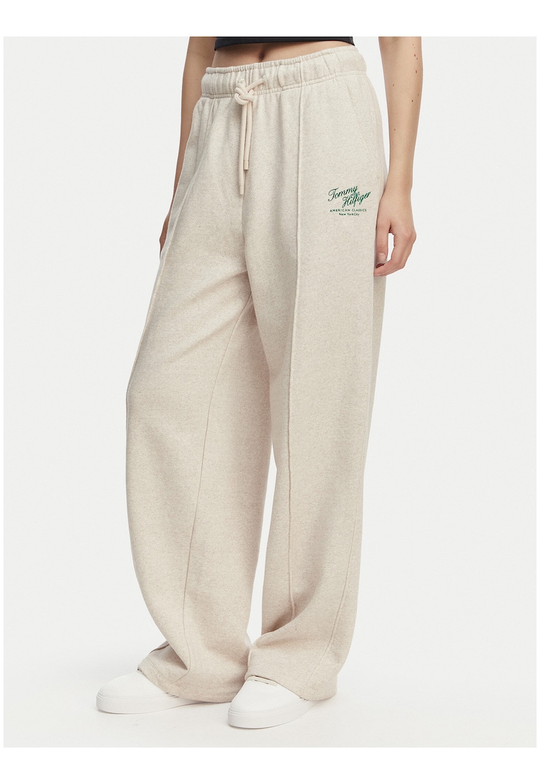 Pantaloni de trening cu croiala ampla si detaliu logo