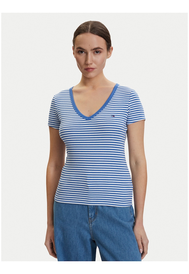 Tricou in dungi cu decolteu in v -