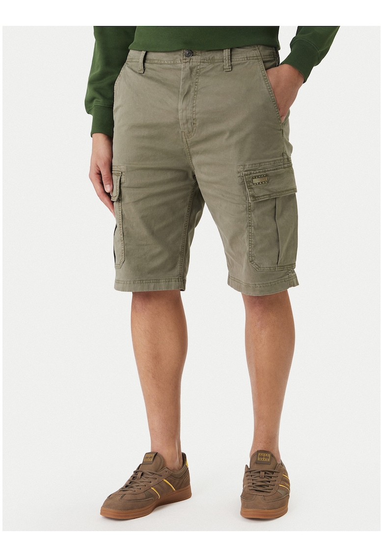 Pantaloni cargo din amestec de bumbac cu buzunare