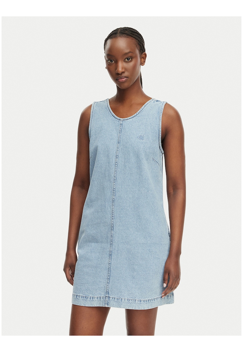 Rochie scurta din denim cu buzunare laterale