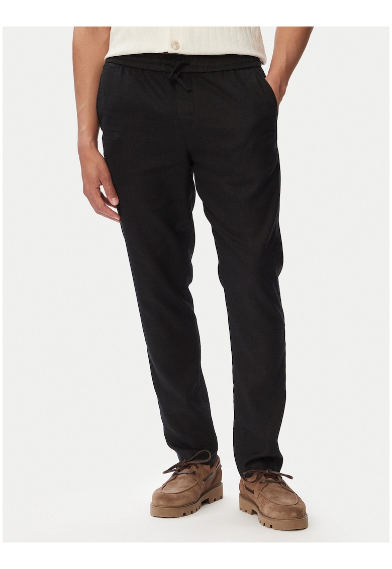 Pantaloni din amestec de in - cu snur de ajustare in talie
