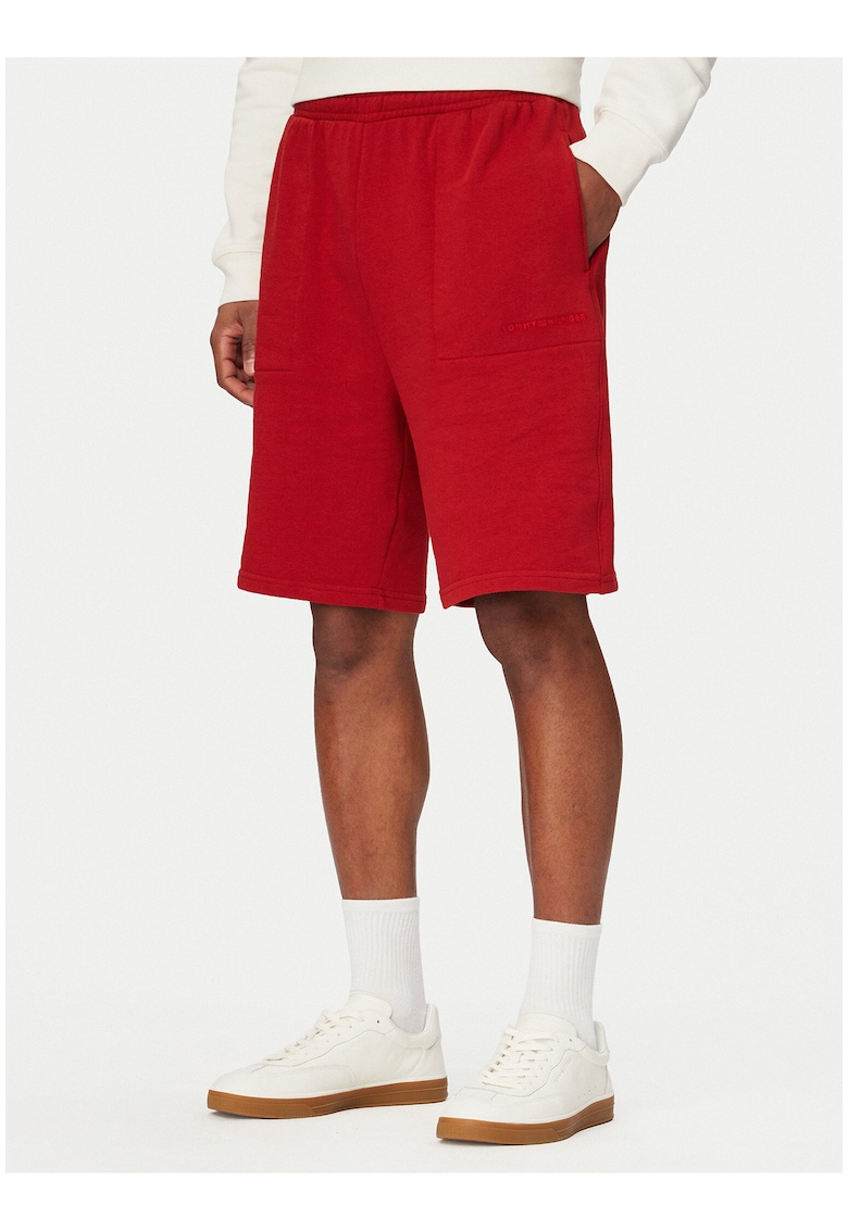 Pantaloni scurti regular fit din amestec de bumbac cu buzunare si model uni -