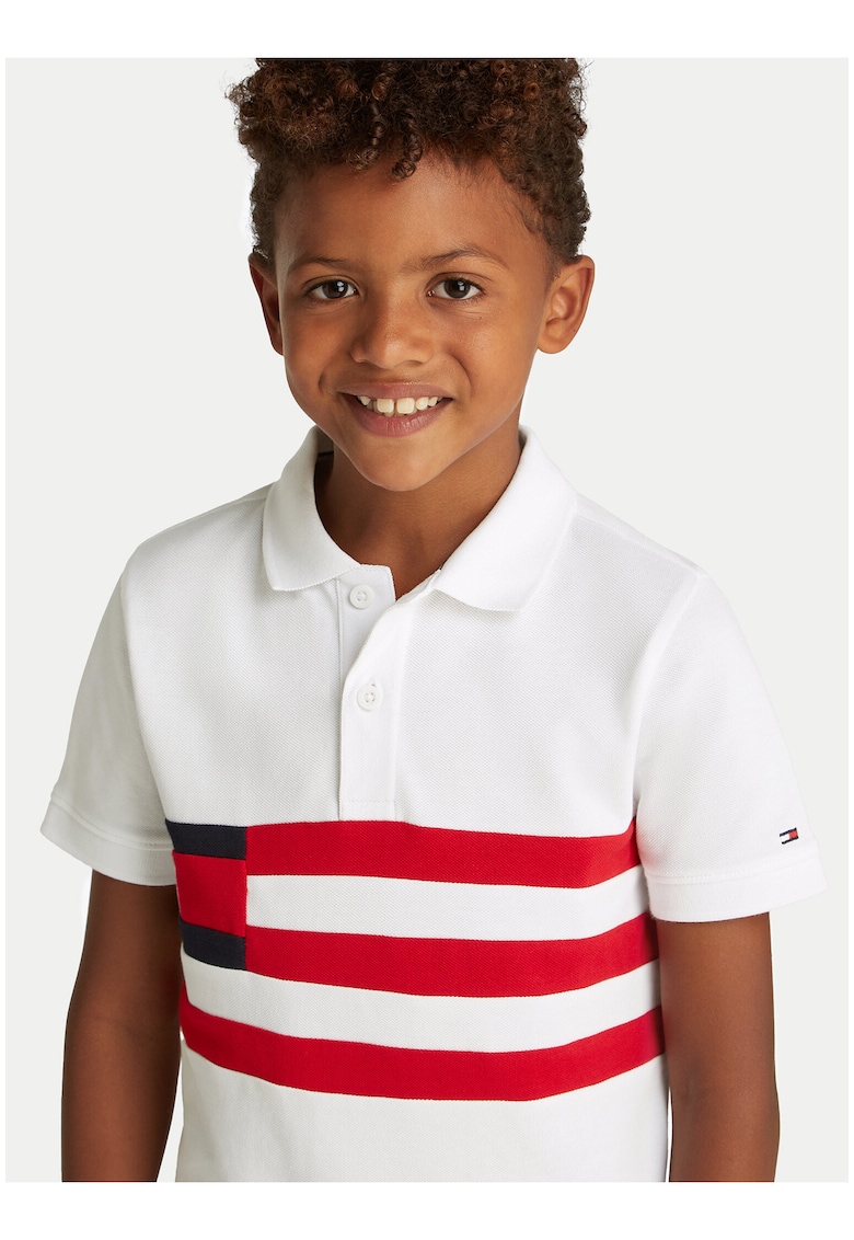 Tricou polo cu logo si dungi