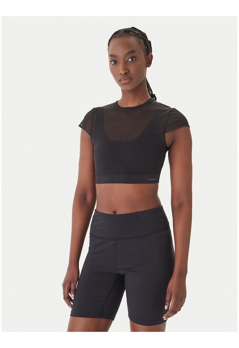 Tricou slim fit din plasa -