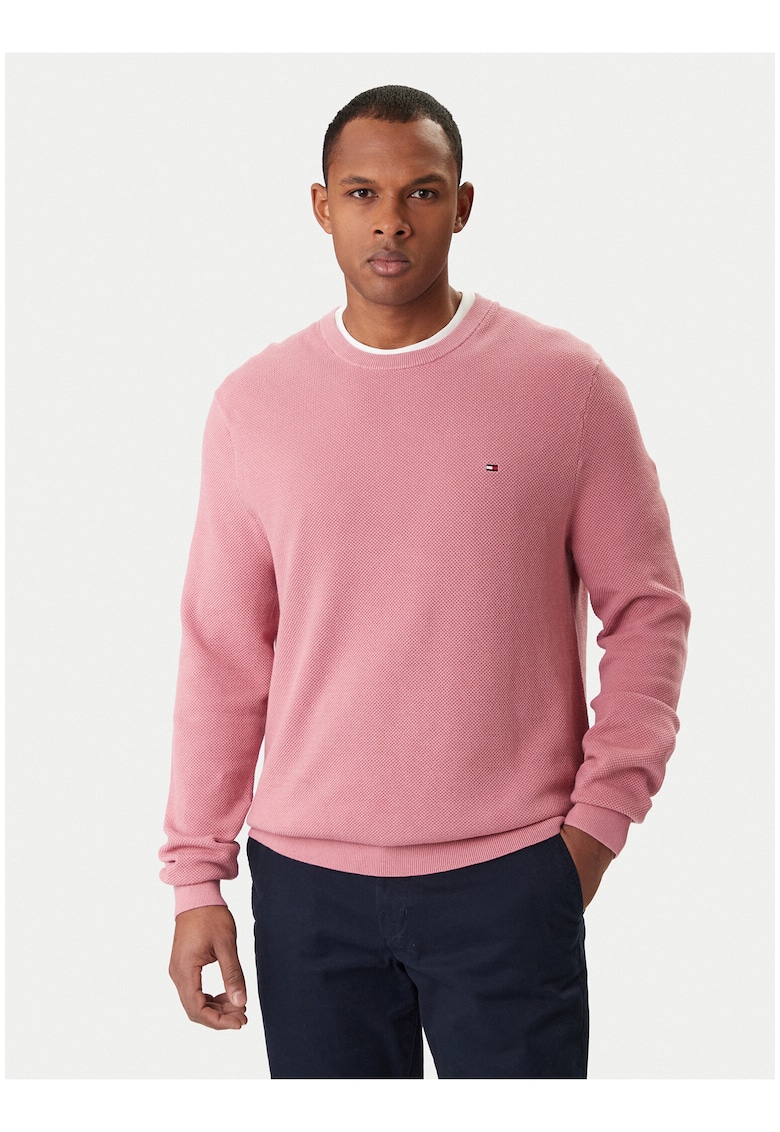 Pulover din bumbac cu logo brodat -