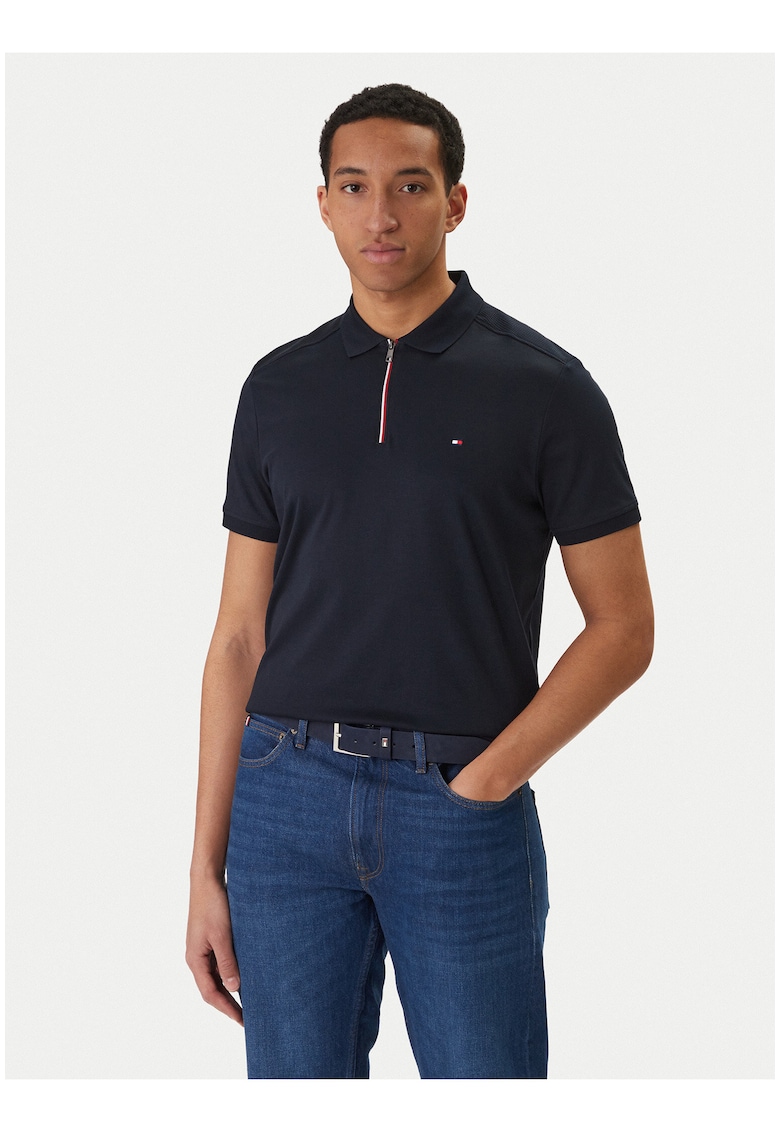 Tricou polo cu fermoar scurt