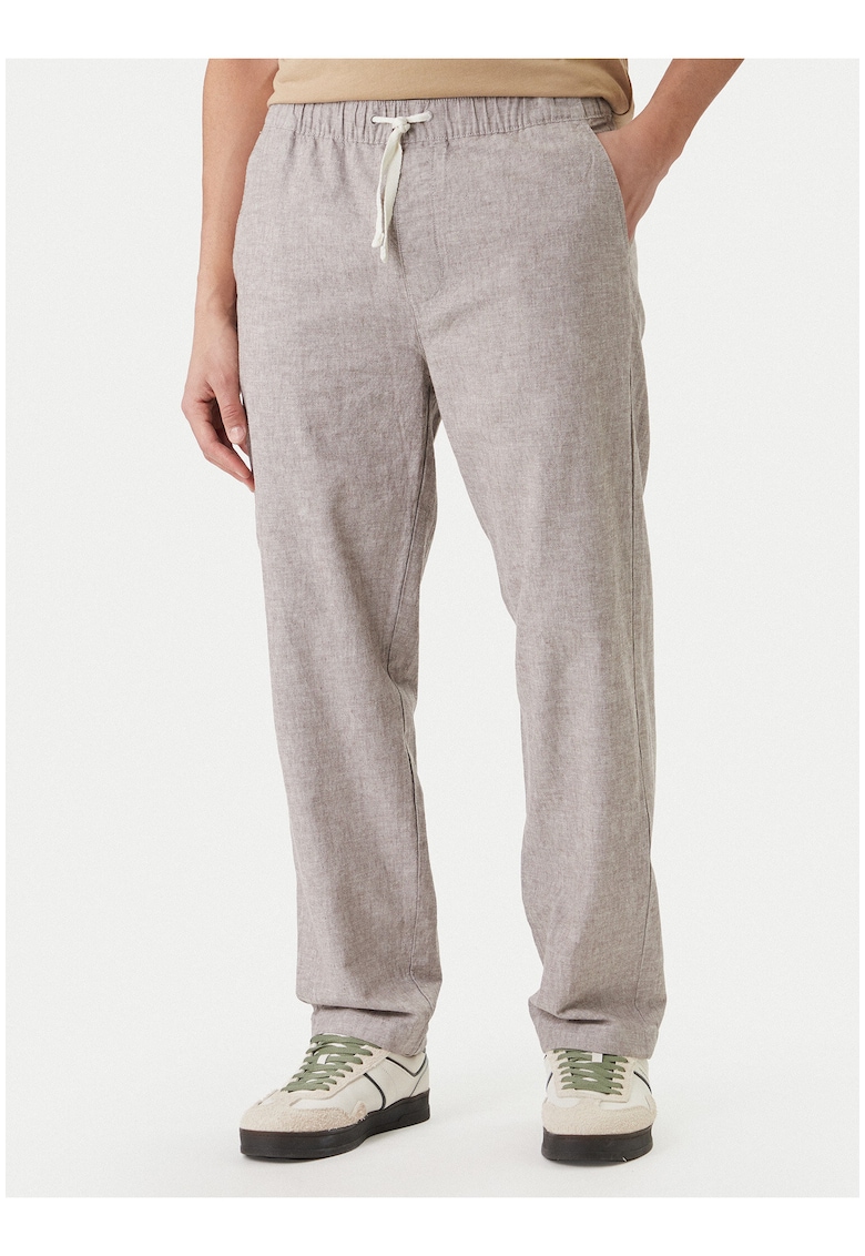 Pantaloni din amestec de in cu snur de ajustare