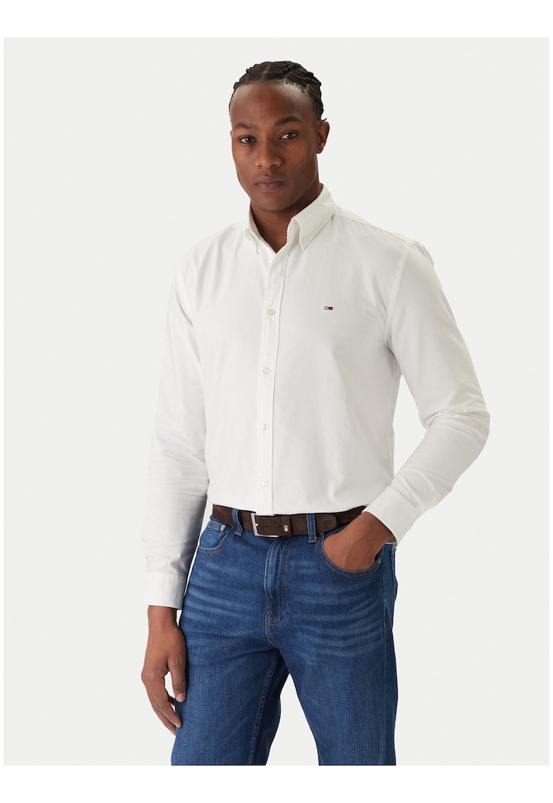 Camasa regular fit din bumbac cu model uni -