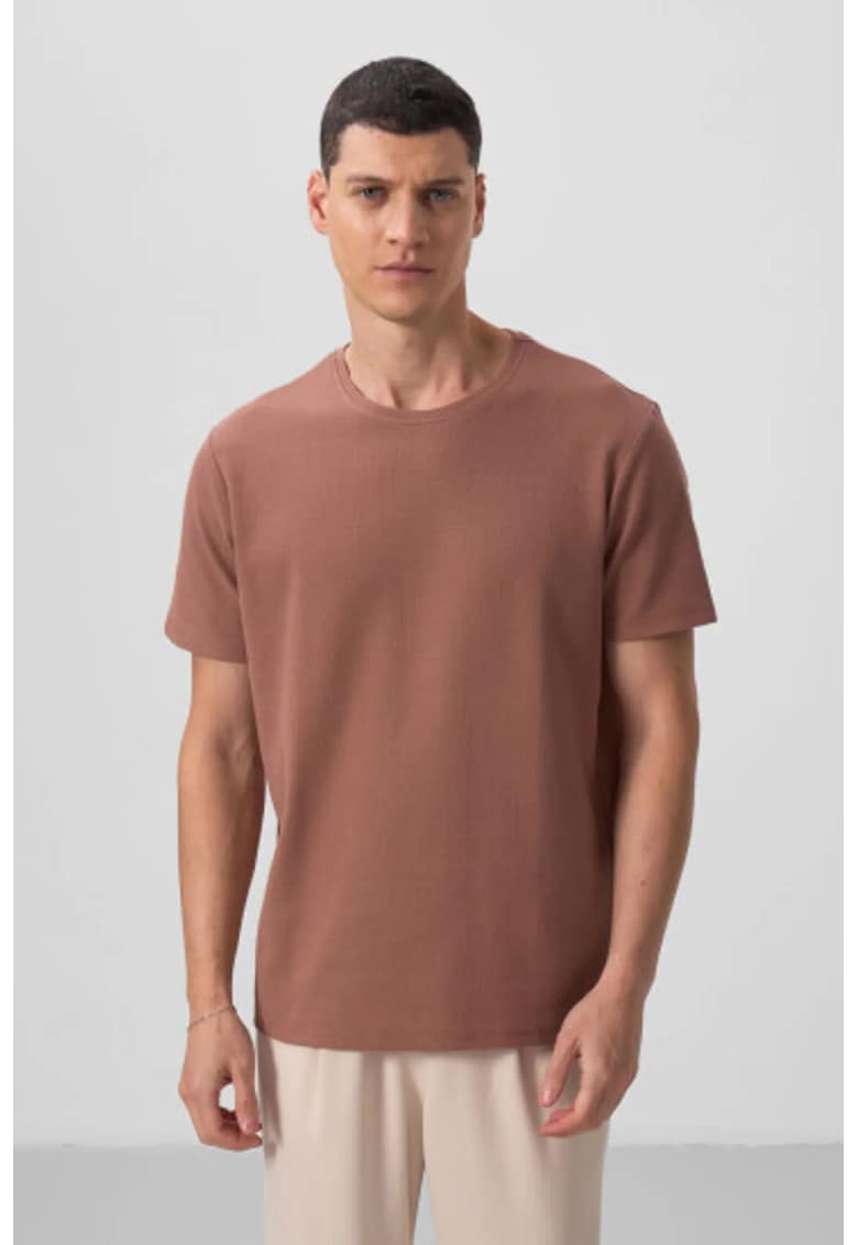 Tricou Regular Fit - elastic - maro cafea - 80% bumbac