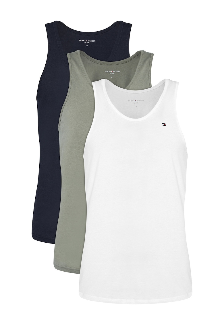 Set de topuri din bumbac cu logo discret - 3 piese