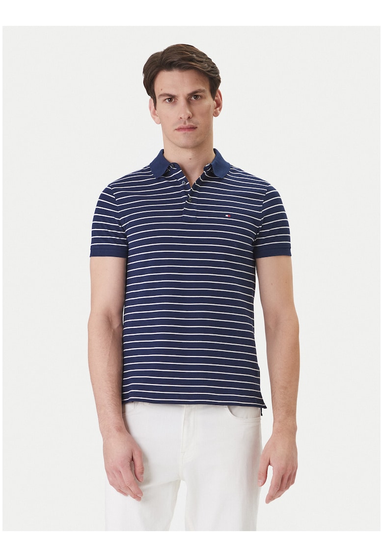 Tricou polo in dungi cu nasturi